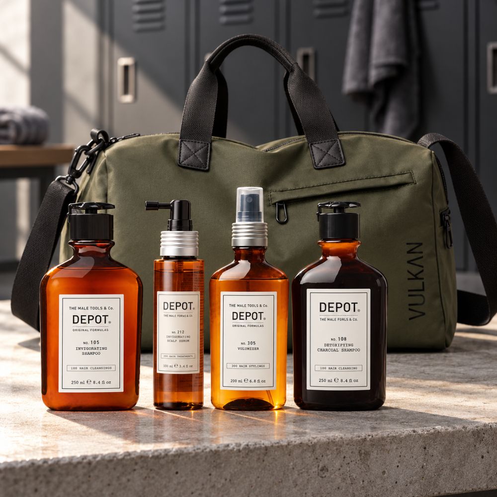 Vulkan for Men - Hair thickening and Flow Bundle med DEPOT