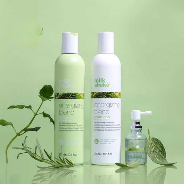 Energizing Blend sjampo, balsam og hodebunnskur