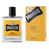 Blank glassflaske med skrukork og gul etikett. Italiensk parfyme fra Proraso