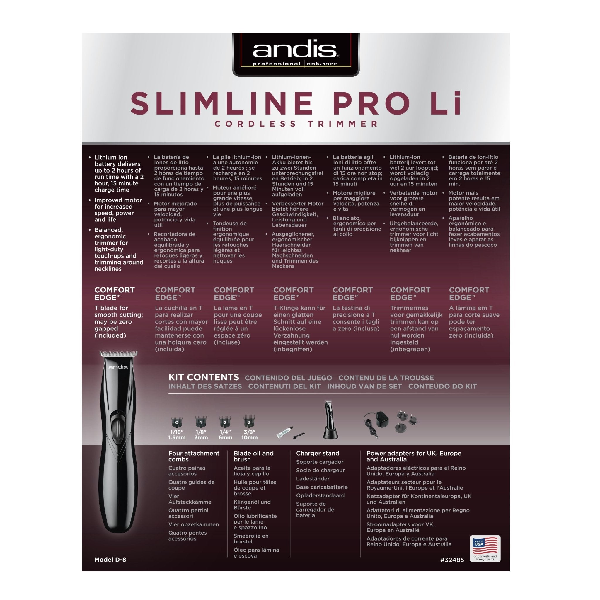 Andis - Slimline Pro Li hår- og skjeggtrimmer - KOMÉ.NO