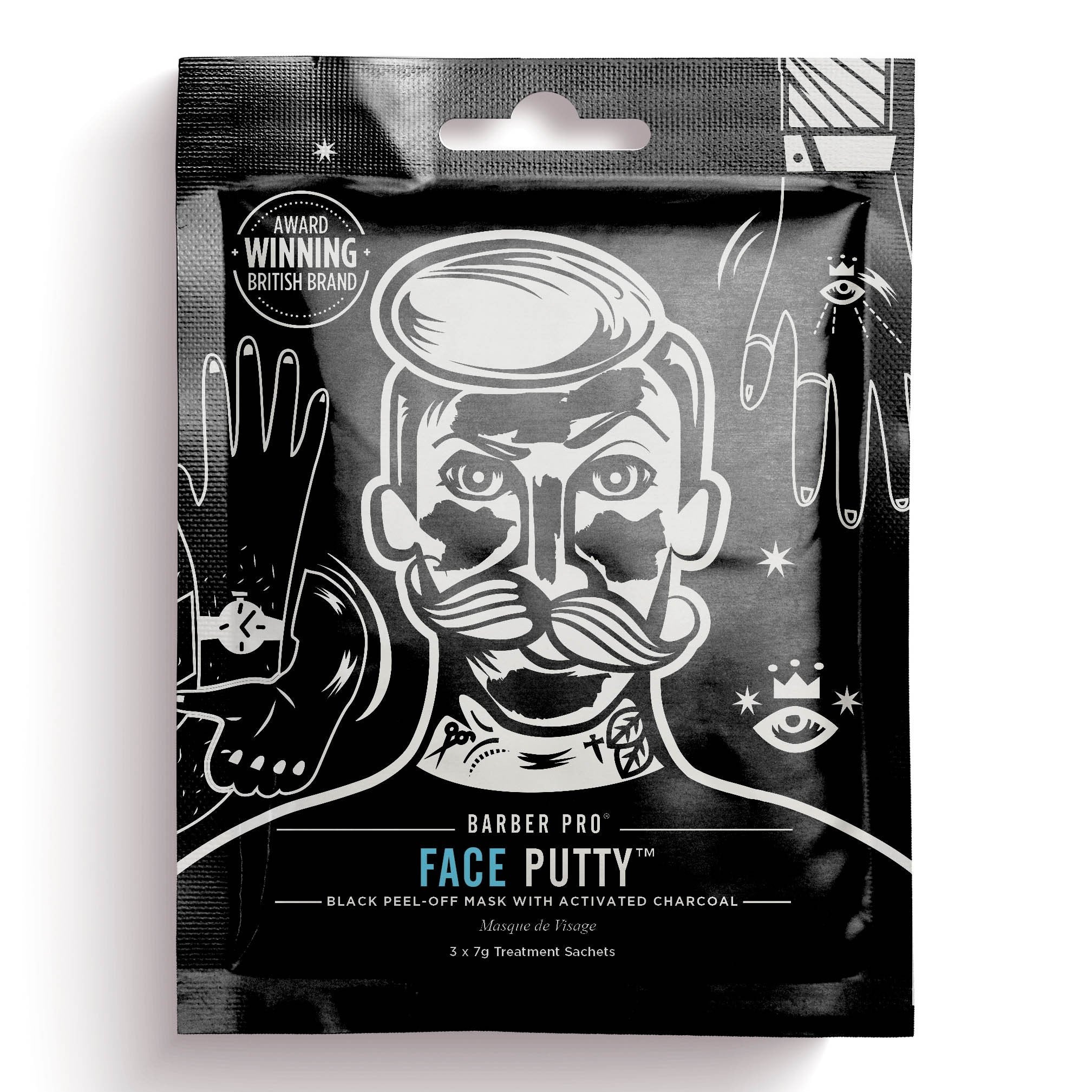 Barber Pro - Face Putty Peel-Off Ansiktmaske (3stk) - KOMÉ.NO