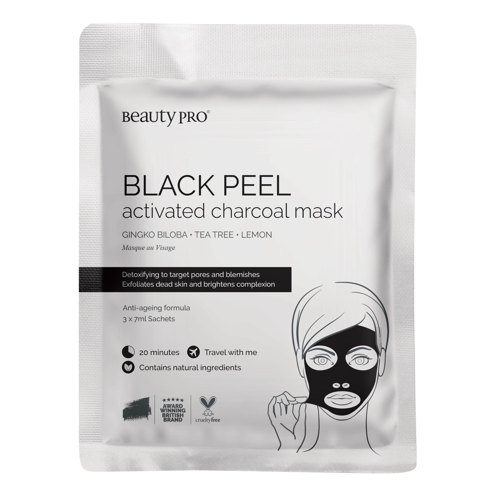 Beauty Pro - Svart peel-off Ansiktsmaske med aktivt kull - KOMÉ.NO