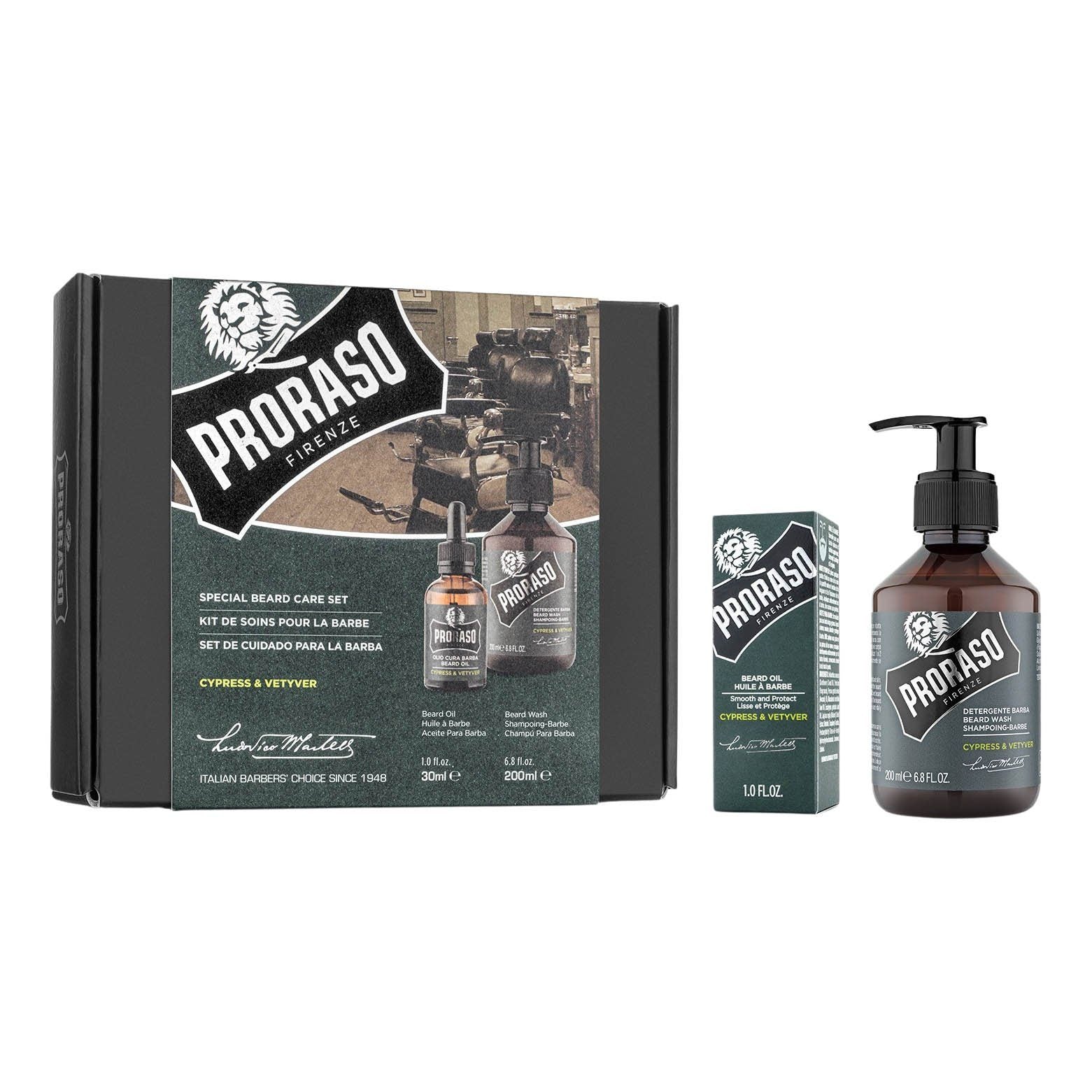 Proraso Duo Pack sjampo og skjeggolje Gavesett - Skjegg Proraso Sypress og vetiver 